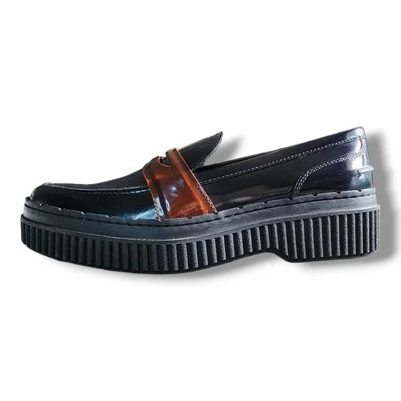 Tod's Black Patent Leather Penny Loafers with Brown Keeper Women’s Size 36 - Picture 7 of 16